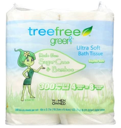 Green2 Bath Tissue Tree Free Bamboo Plastic Free 2-Ply 300 Sheet Roll ...