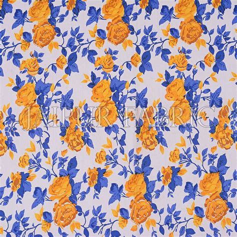 Blue Wavy Border and Floral Print Cotton Double Bed Sheet – JaipurFabric®