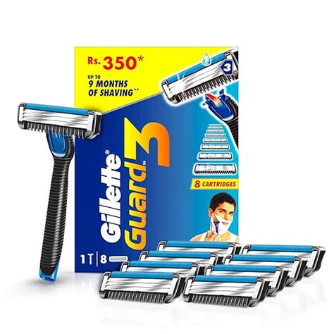 Gillette Guard 3 Single Razor with 8 Blades Pack. : Amazon.in: Health ...