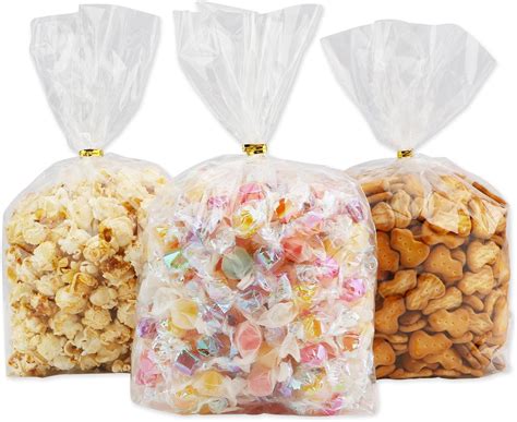 Amazon.com: Cellophane Bags, Bottom Gusset Cellophane Treat Bags, 8"x ...