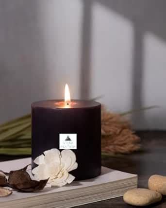 Stone & Feather (SnF), 3X3 Unscented Black Pillar Candle Big Size, Long ...