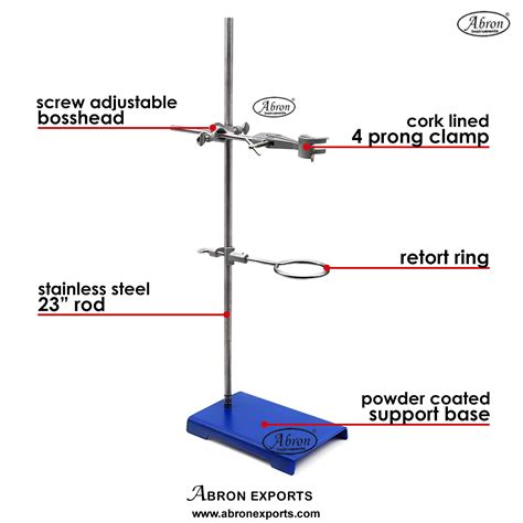 Retort Iron stand parts base iron rod retort ring 4 prong clamp cork ...