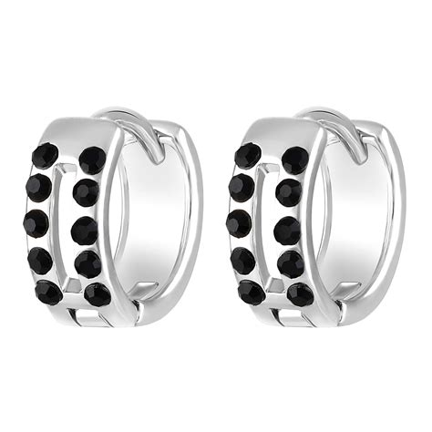 Double Line Black Crystals Mens Bali