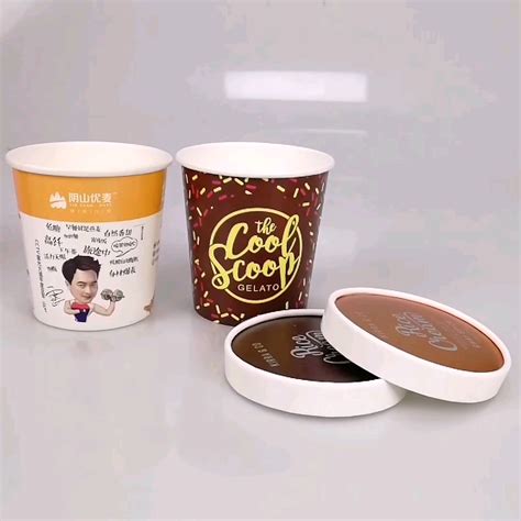16oz Biodegradable Yogurt Containers Disposable Ice Cream Paper Cups ...