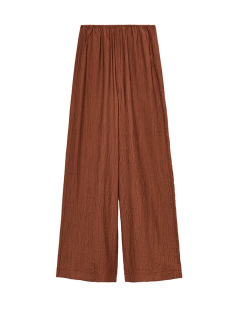 Buy Crinkle Elasticated Waist Wide Leg Trousers at Marks & Spencer