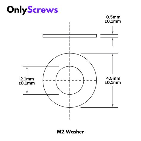 M2 Plain Washer SS304 (ID. 2.1mm OD:4.5mm T:0.5mm) – OnlyScrews