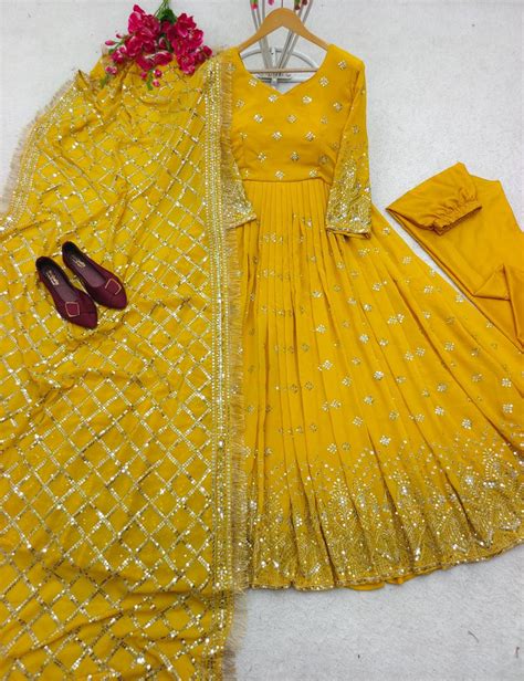 Gorgeous Yellow Color Sequence Work Anarkali Suit – subhvastra