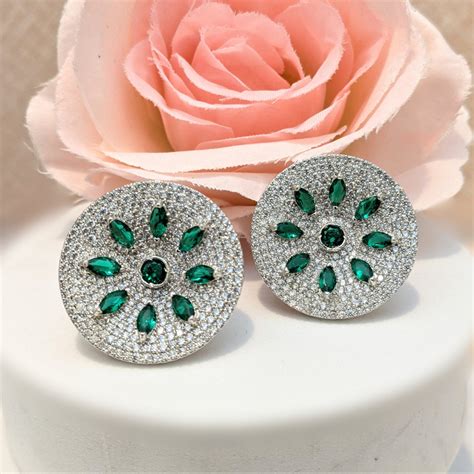 Green Flower Studs – Pink Trinkets Sneha Rateria