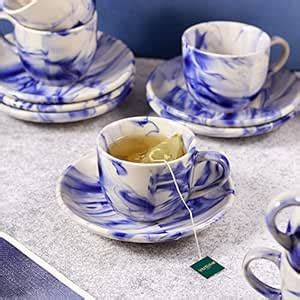 Unravel Ceramic Cup & Saucer Set (6 Cups, 6 Saucers) Perfect for ...