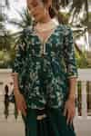 Buy Green Cotton, Silk Gulbahar Woven Embellished Peplum Kurti With ...