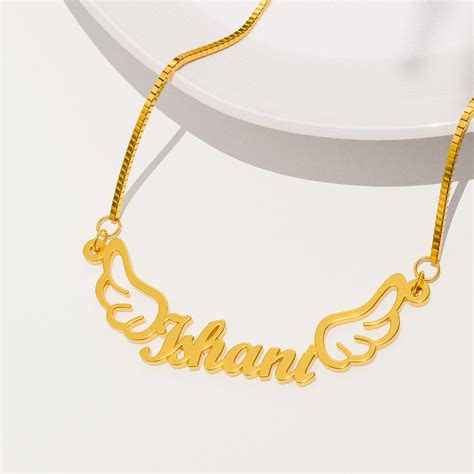 18K Gold Plated Wings Design Name Necklace – Klassy