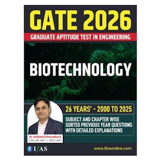 GATE 2026 Biotechnology 26 Years ( 2000-2025 ) Chapter-wise Previous ...