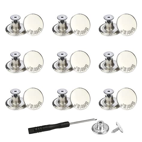 Jean Button Pins, 20mm Metal Snap Fastener Buttons - 18 Sets Perfect ...