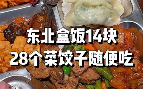 东北盒饭自助，14吃28个菜！饺子随便吃～ - 哔哩哔哩