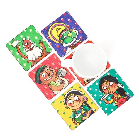 Chumbak Bobblehead Coaster, Set of 6 : Amazon.in: Fashion