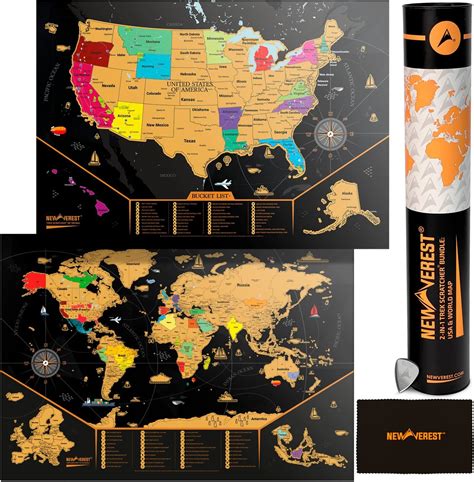 Buy Newverest Scratch Off United States and World Map, 2-in-1 Trek ...