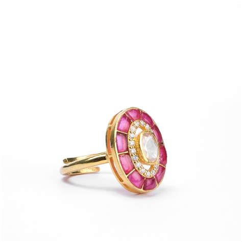 925 Silver Moissanite Polki Cosmos Pink Ring – Sica Jewellery