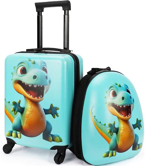 Amazon.com | emissary Dinosaur Kids Luggage Set for Boys, 18" Hardside ...