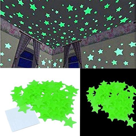 Buy Wall1Ders Green Color Fluorescent Night Glow in The Dark Star Wall ...