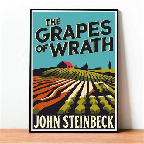 The Grapes of Wrath, Book Cover, John Steinbeck, Poster, Wall Art, Classic Literature, Modern ...