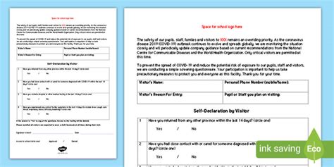 Editable Covid-19 School Visitor Questionnaire