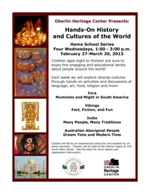 Fillable Online oberlinheritagecenter Hands-on History Series ...