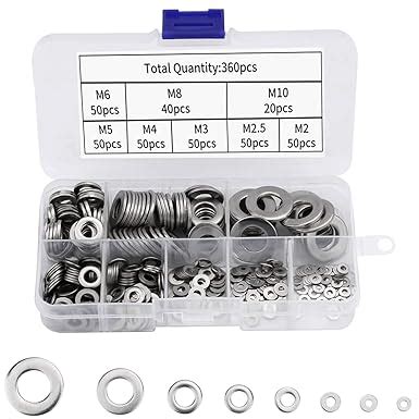 Serplex® 360Pcs 304 Stainless Steel Flat Washers for Screws Bolts ...