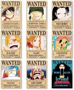 Pack Of 9 Wanted One Piece Posters Luffy Gear 5 3 Billion Poster, Straw ...
