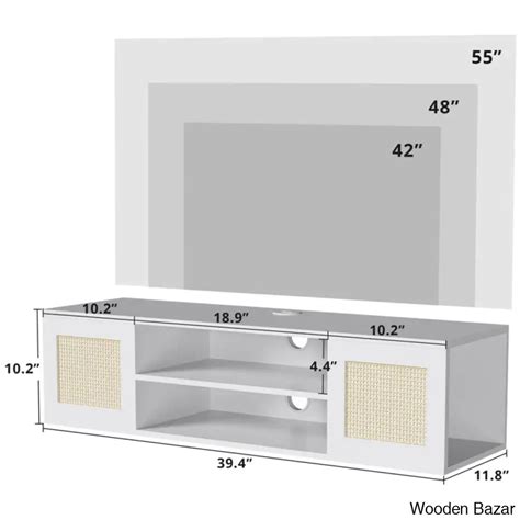 Zyrox Modern Rattan Cane wall mounted Tv unit - Wooden Bazar | Wooden Bazar