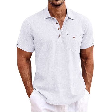 ZCFZJW Men Short Sleeve Polo Shirt Lightweight Soft Cotton Casual ...