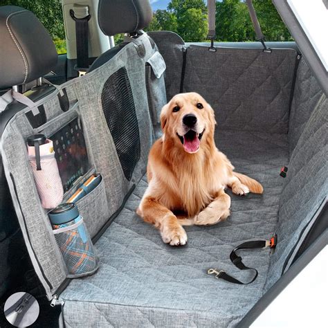 Hanjo Pets Car Dog Cover Back Seat - Waterproof Hammock with Mesh ...