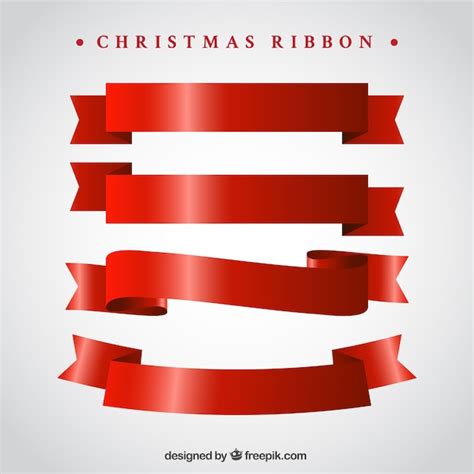 Pak van vintage rode linten voor kerst | Gratis Vector