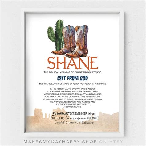Shane Name,biblical Meaning,old West Poster,western Cowboy Decor,cowboy ...