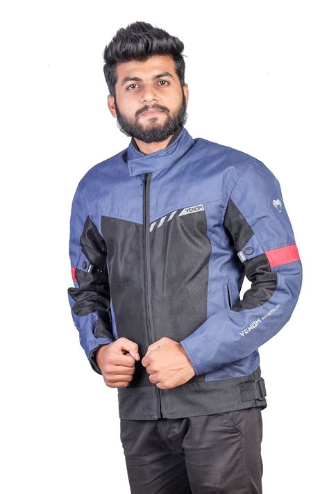 Venom Wheelie Motorcycle Riding Jacket Level 2 (Navy Blue, S) : Amazon ...