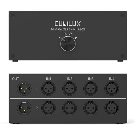 Cubilux AS-X2 4-In-1-Out Stereo XLR Selector, Passive Balanced XLR Line ...