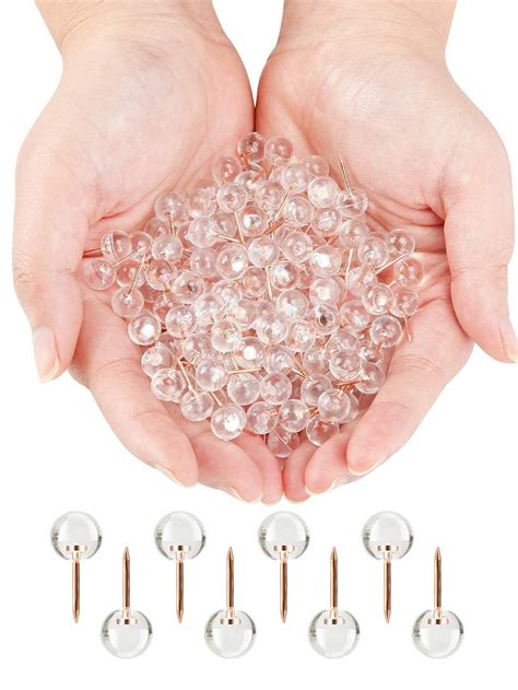 50 Pieces Plastic Thumbtack Transparent Round Push Pins Drawing Pins ...