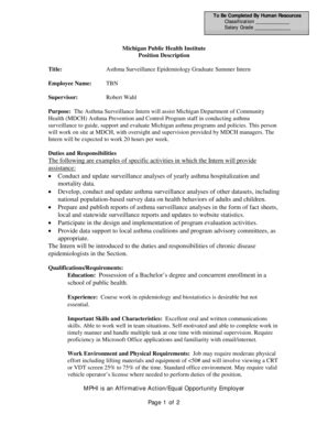 Fillable Online To Be Completed By Human Resources Classification ...