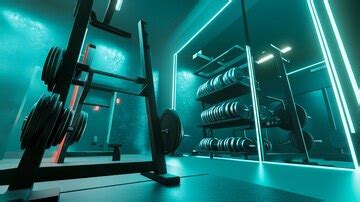 Gym interior with a shiny black squat rack | Premium AI-generated image