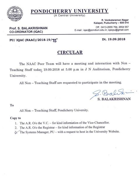 NAAC Peer Team Meeting with Non - Teaching Staff on 19.09.2018 at 5.00 ...