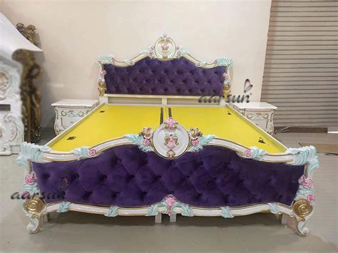 Aarsun Royal Bed with Storage & Side Tables, Premium Teak Wood, White ...