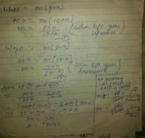 The apparent weight of man inside a lift moving up with certain ...