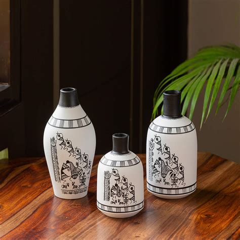 Buy ExclusiveLane Earthenware 'The Warli Tales' Handpainted Terracotta ...