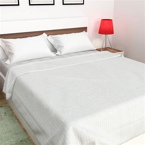 Buy Marshmallow Striped Double Bed Quilted Blanket from Home Centre at ...