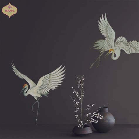 Self Adhesive Decals / Stickers - Set of 2 Oriental flying Cranes ...
