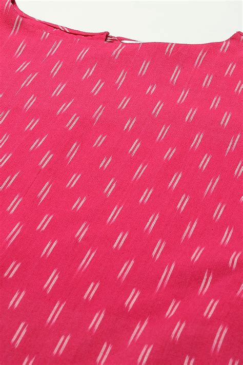 Fuschia Cotton IKAT Straight Yarndyed Kurta