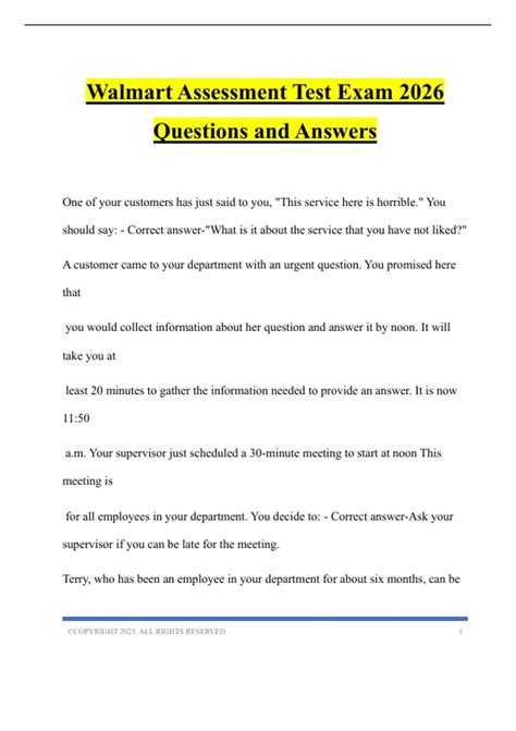 Walmart Assessment Test Exam 2026 Questions and Answers - Walmart ...