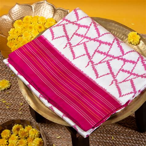 Kuberan Pastel Grey With Dark Hot Pink Pochampally Silk Saree – Kuberan ...