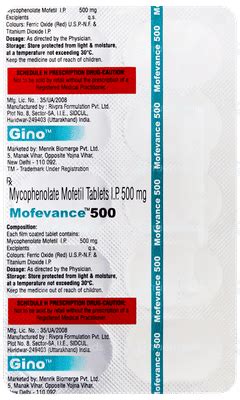 Mofevance 500 Tablet 10 - Uses, Side Effects, Dosage, Price | Truemeds