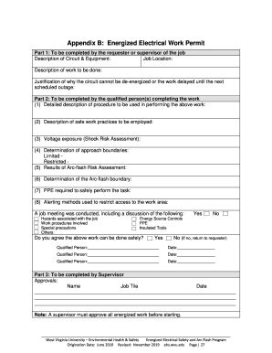 Energized Electrical Work Permit Template - Fill Online, Printable ...