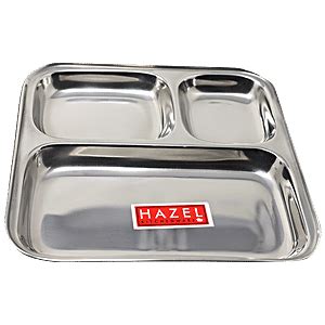 Buy Hazel Steel Compartment/Pav Bhaji/Idli Plate with 2 Sections ...